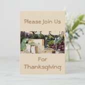 感謝祭に参加（ワインとチーズの写真） 招待状 (スタンド正面)