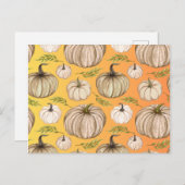 感謝祭に感謝の気持ちで満たされるカボチャ畑の秋のカボチャ ポストカード (正面/裏面)