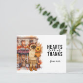 感謝祭に満ちた秋感謝していの猫ハート シーズンポストカード (スタンド正面)
