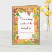 感謝祭に秋の葉を描くブラシ芸術 カード (黄色い花)