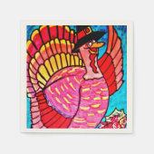 感謝祭に笑う七面鳥のナプキン スタンダードカクテルナプキン (正面)