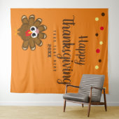 感謝祭のおめでとうパーティー家族の写真の背景 タペストリー (インサイチュ(横))