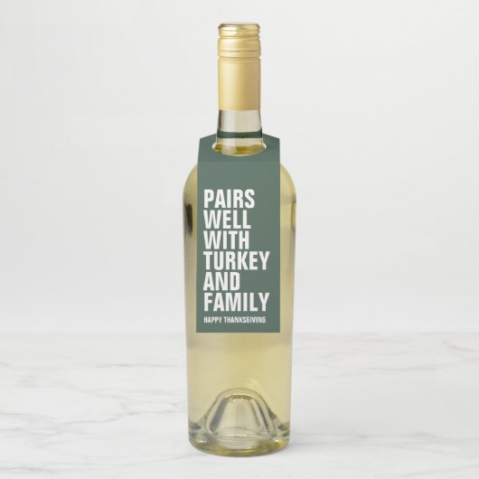 感謝祭のおもしろいグリーンワイン ボトルネックタグ (ボトル)