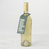 感謝祭のおもしろいグリーンワイン ボトルネックタグ (アングル)