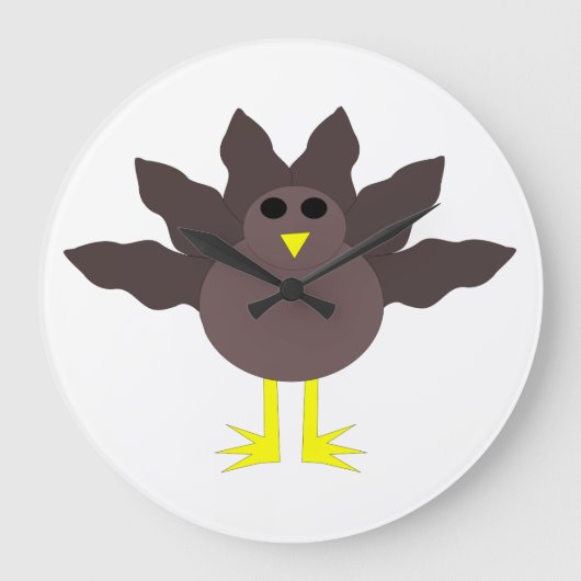 感謝祭のおもしろい七面鳥時計 ラージ壁時計 (正面)