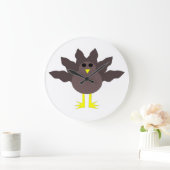 感謝祭のおもしろい七面鳥時計 ラージ壁時計 (ホーム)