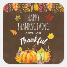 感謝祭のかぼちゃと紅葉 スクエアシール