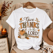 感謝祭のかぼちゃの花柄 Tシャツ