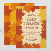 感謝祭のご招待 - 紅葉が落ちる 招待状 (正面/裏面)