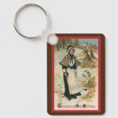 感謝祭のご挨拶　ピルグリムの女性 キーホルダー (正面)