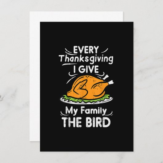 感謝祭のたびに家族に冷たい態度をとる 面白い 招待状 (正面/裏面)