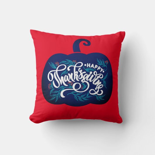 感謝祭のためのカボチャのファッショナブル文字 クッション (正面)