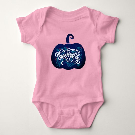感謝祭のためのカボチャのファッショナブル文字 ベビーボディスーツ (正面)