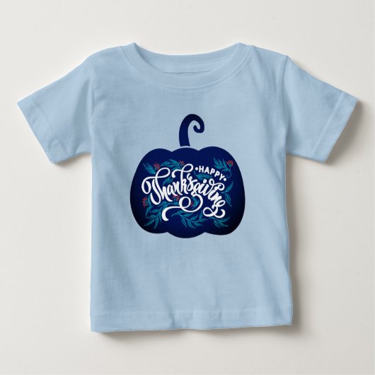 感謝祭のためのカボチャのファッショナブル文字 ベビーTシャツ (正面)