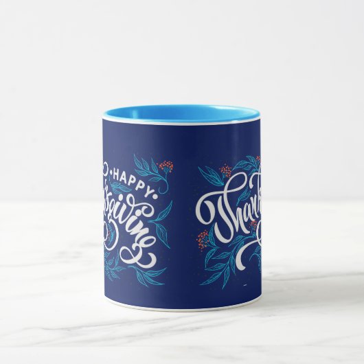 感謝祭のためのカボチャのファッショナブル文字 マグカップ (中央)