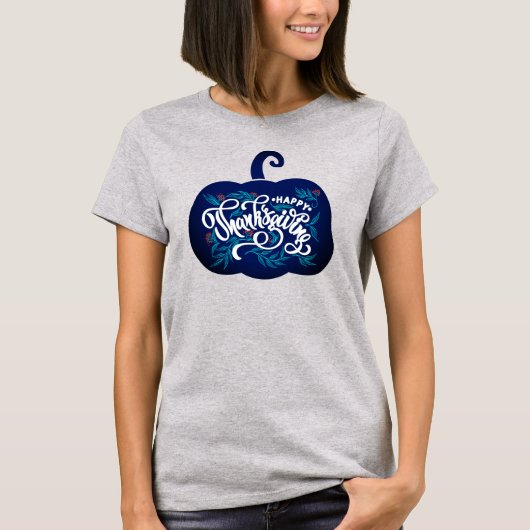 感謝祭のためのカボチャのファッショナブル文字 Tシャツ (正面)