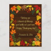 感謝祭のためのカラフルな秋の群葉 インビテーションポストカード (正面)