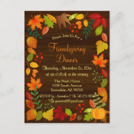 感謝祭のためのカラフルな秋の群葉 インビテーションポストカード