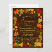 感謝祭のためのカラフルな秋の群葉 インビテーションポストカード (正面/裏面)