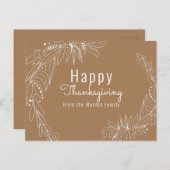 感謝祭のどんぐりのリースの手描きイラスト ポストカード (正面/裏面)