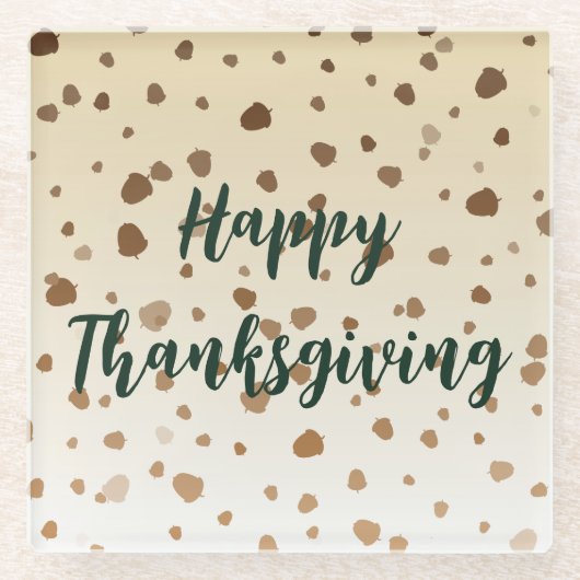 感謝祭のどんぐり ガラスコースター (正面)
