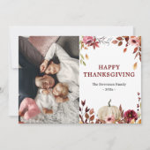 感謝祭のエレガントフローラカボチャの写真カード シーズンカード (正面)