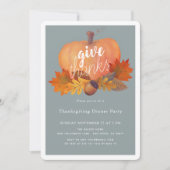 感謝祭のオレンジ色のトマトと落ち葉とナッツ 招待状 (正面)