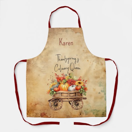 感謝祭のカスタム料理クイーン素朴エプロン エプロン (正面)