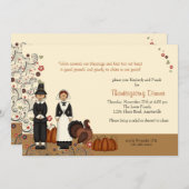 感謝祭のカップル-休日の招待状 招待状 (正面/裏面)