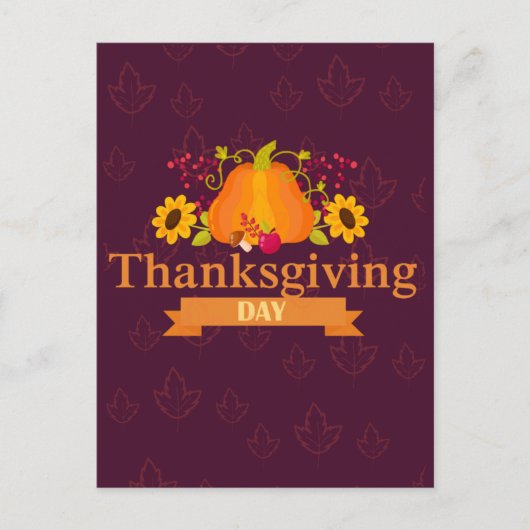 感謝祭のカボチャに花  シーズンポストカード (正面)