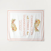 感謝祭のカボチャの花の水彩  タペストリー (正面(横))