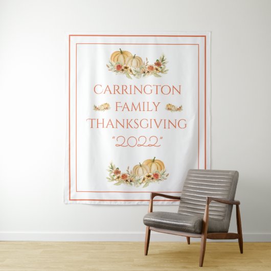 感謝祭のカボチャの花の水彩  タペストリー (インサイチュ)