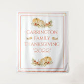 感謝祭のカボチャの花の水彩  タペストリー (正面)