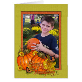 感謝祭のカボチャ付きフォトカード