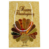 感謝祭のカラフルお祝い ミディアムペーパーバッグ (正面)