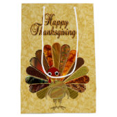 感謝祭のカラフルお祝い ミディアムペーパーバッグ (裏面)