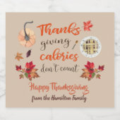 感謝祭のカロリーは茶色をカウントしない スパークリングワインラベル (シングルラベル)