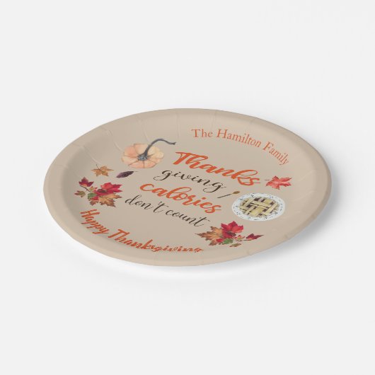 感謝祭のカロリーは茶色をカウントしない ペーパープレート (アングル)