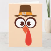 感謝祭のカートゥーン・ターミー かわいいユーモア シリー フェース イラスト カード (正面)