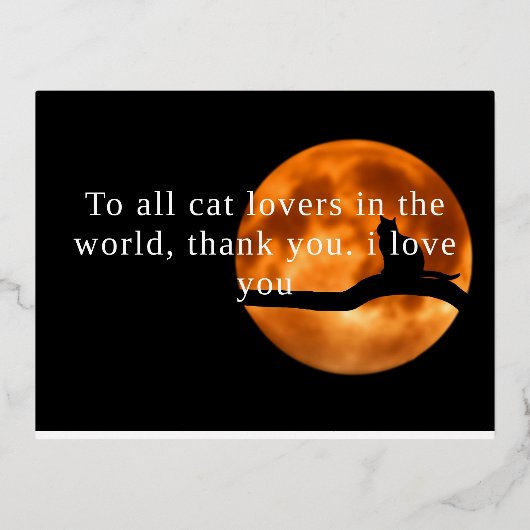 感謝祭のカード猫好き 箔シーズンポストカード (正面)