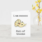 感謝祭のカー感謝していドかわいい犬がいっぱいだ カード (黄色い花)