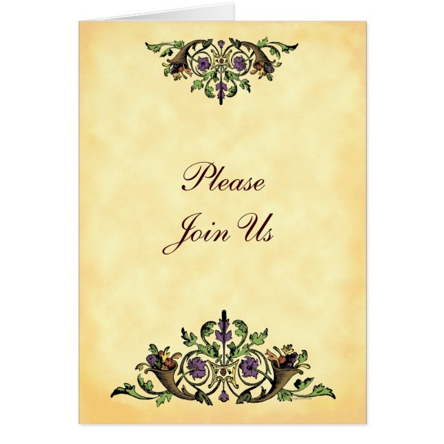 感謝祭のコルヌコピアによって折られる招待状 (正面)