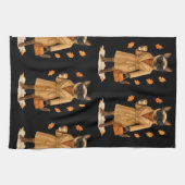 感謝祭のコーヒーと秋の猫 キッチンタオル (横)