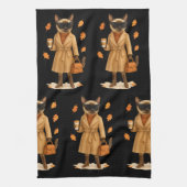 感謝祭のコーヒーと秋の猫 キッチンタオル (縦)