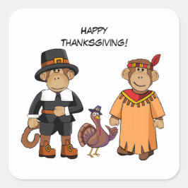 感謝祭のサル スクエアシール