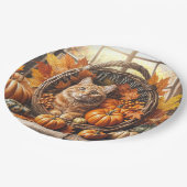 感謝祭のジンジャーキャット ペーパープレート (アングル)