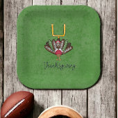 感謝祭のスクリプトターキーサッカーの羽グリーン ペーパープレート