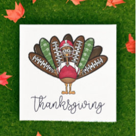 感謝祭のスクリプト七面鳥のサッカーの羽 スタンダードカクテルナプキン