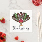 感謝祭のスクリプト七面鳥のサッカーの羽 スタンダードカクテルナプキン (インサイチュ)