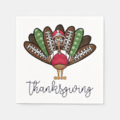 感謝祭のスクリプト七面鳥のサッカーの羽 スタンダードカクテルナプキン (正面)